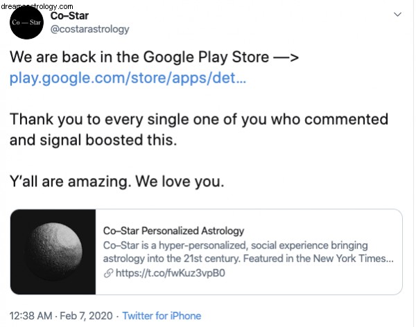 Co-Star App Removed from Google Play During Mercury Retrograde