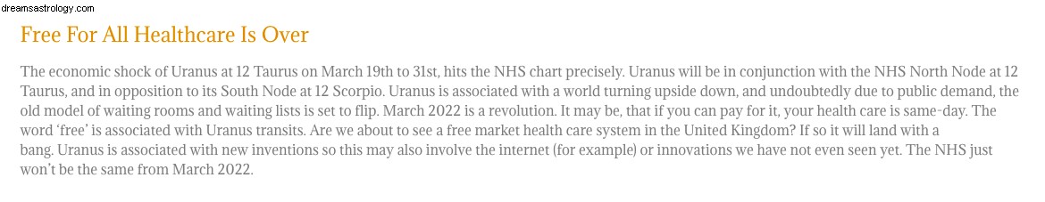 Verdadeiras previsões astrológicas do NHS 