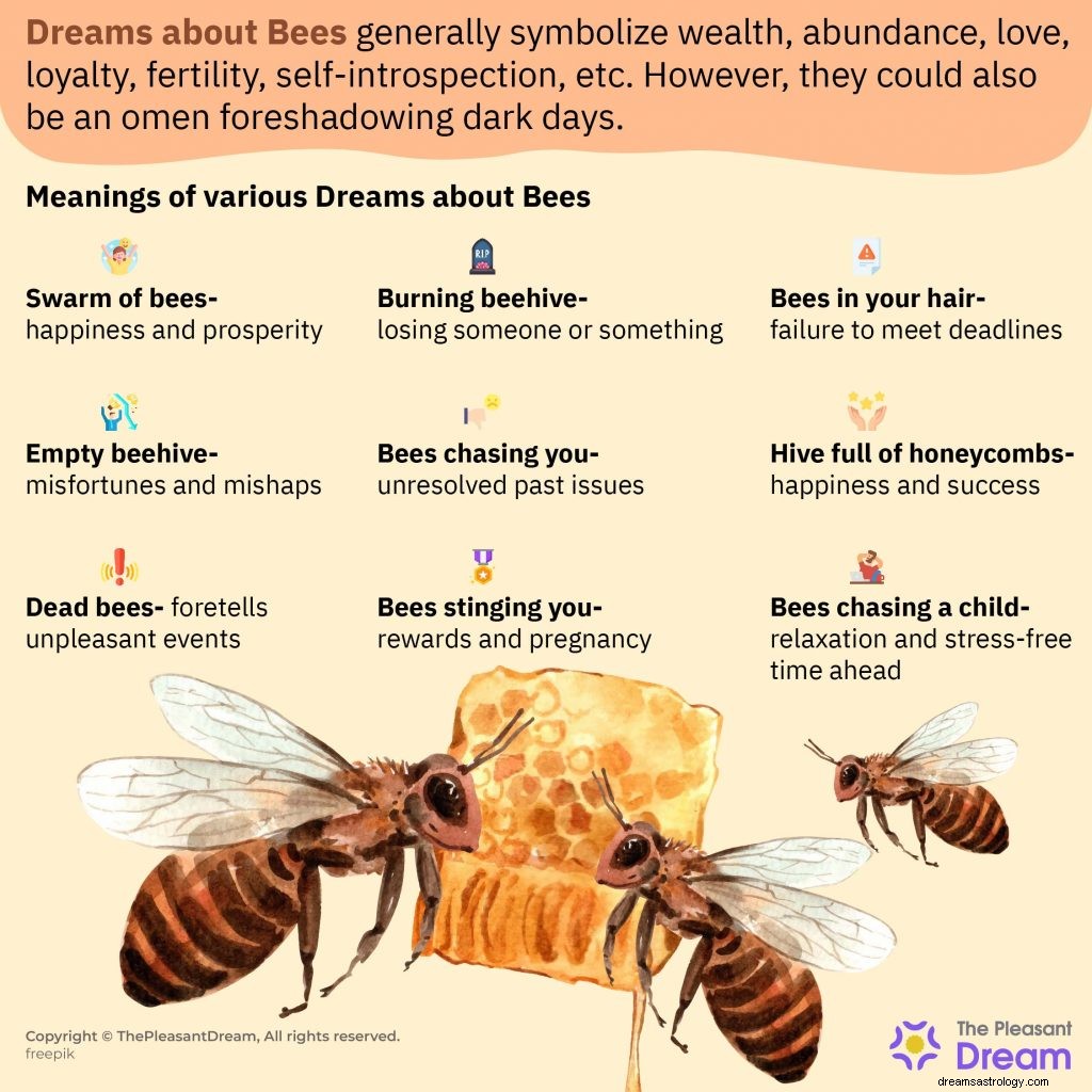 Drømmer om bier:80+ drømmefortellinger og deres betydninger 