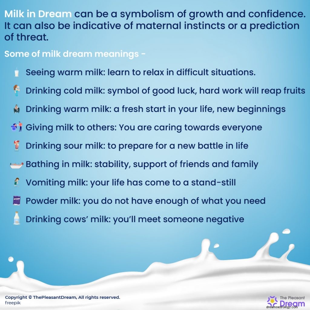 Que signifie le lait dans les rêves ? Lisez-le ici. 