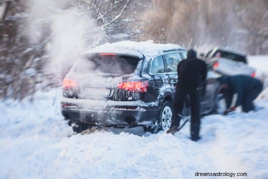 Droom over auto die vastzit in de sneeuw Betekenis